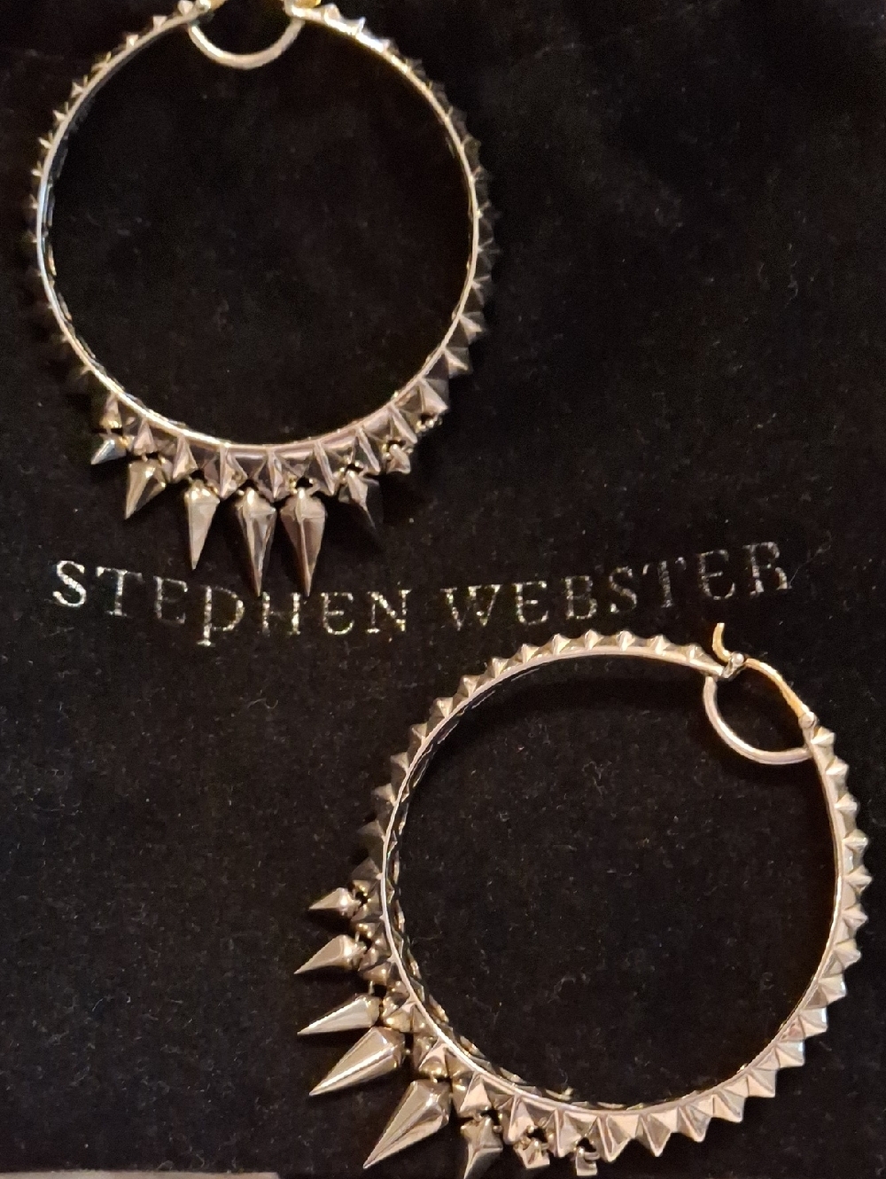 Stephen WebsterSterling  Silver Spike Hoop Earrings